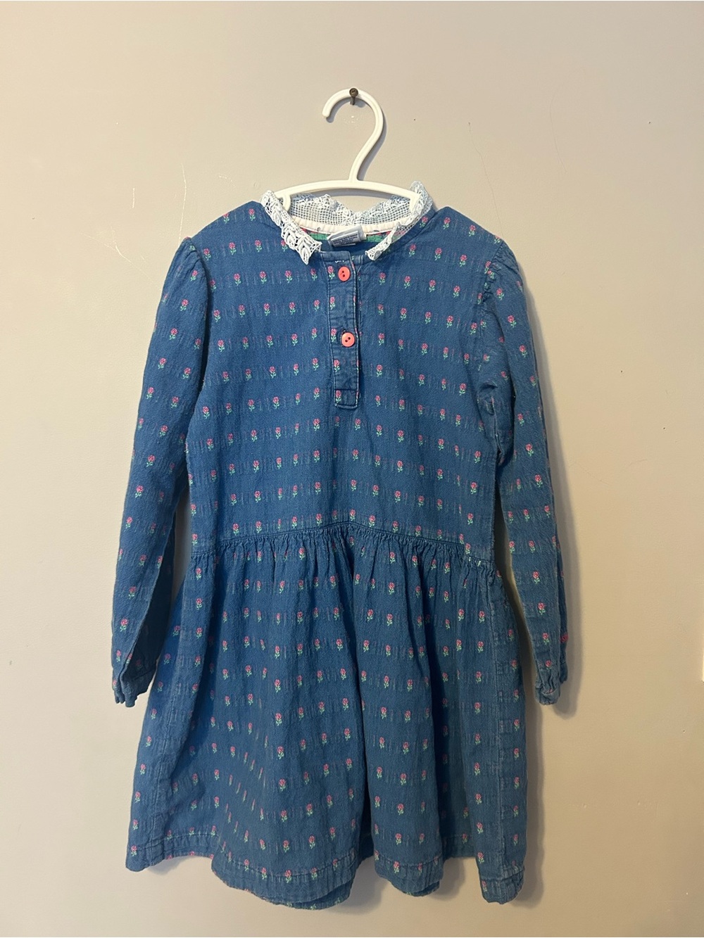 Vintage Oshkosh Denim Floral Dress